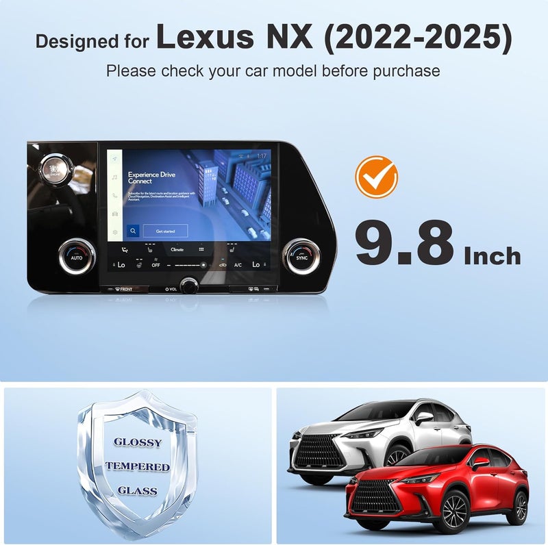 BSTW حماية شاشة لسيارة لكزس NX 2025 لشاشة 2022-2026 لكزس NX 250/350/350h هايبرد/450h+ PHEV بحجم 9.8 إنش لملحقات لكزس NX 2026 زجاج مقسى مضاد للخدش بصلابة 9H (NX 9.8 إنش HD) - Image 3